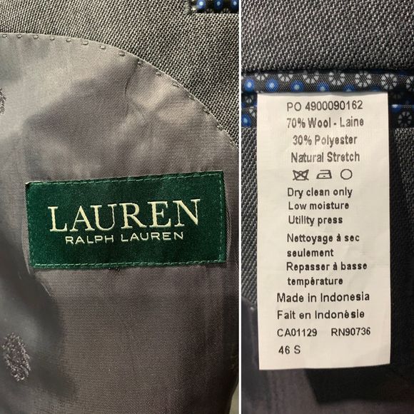 Lauren Ralph Lauren Wool Blend Button Front Men's 46S Grey Blazer - Picture 5 of 11